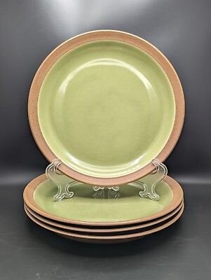 #ad ✨ 4 Dansk BLT Pottery Plates Green w Brown Speckled Rims 10 3 8quot; $114.99