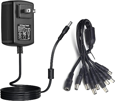 #ad UL Certified AC 100 240V to DC 12V 3A Power Supply Adapter with 8 Way Split... $19.99
