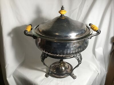 Vintage Silver Chafing Dish Buffet Server with Warming Stand and Pyrex Dish $43.99