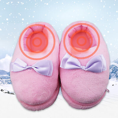 #ad 1 Pair Foot Warmers No Pilling Zipper Design Plush Warm Electric Slippers $28.98