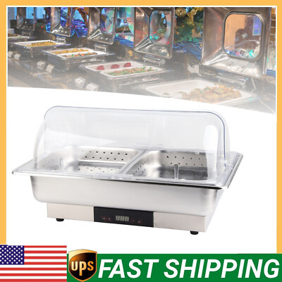 #ad Electric Buffet Warmer Server Temperature Display Chafing dish Buffet Set 2 Tray $75.90