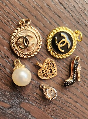 #ad Chanel Lot Vintage Buttons and Zipper Pulls Charms Stamped $35.00