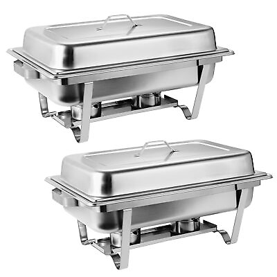 #ad 2pcs Deluxe Full Size Rectangle 8 Qt. Stainless Steel Chafing Dish $62.58