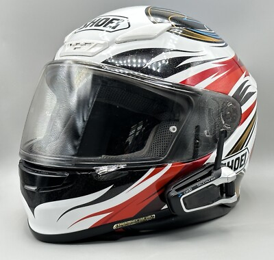 #ad Shoei RF 1200 Incision Full Face Helmet L Red White w CARDO PACKTALK BLUETOOTH $479.99