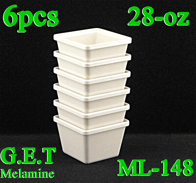 #ad #ad 6 pcs GET ML 148 IR Ironstone 28 oz. Square Melamine Crock Salad Bar Container $59.95