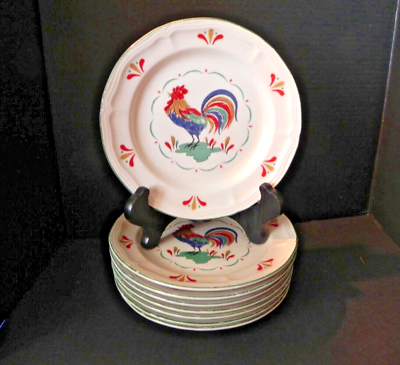 #ad GiBSON China ROOSTER set of 8 Salad Plates $29.95