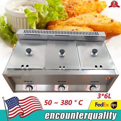 3*6L Commercial Food Warmer Steam Countertop Deep Gas Fryer self Heating Heater $205.00