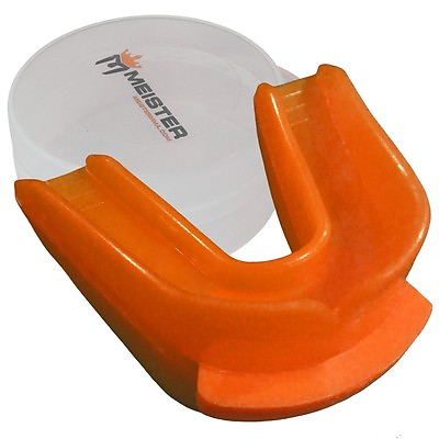 MEISTER ORANGE DOUBLE MOUTH GUARD amp; CASE CUSTOM MOLDABLE Boxing MMA Gum Shield $8.99