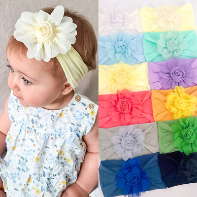 Baby Girls Hair Band Headband Flower Soft Elastic Headwear for Toddler Newborn☆ $1.89