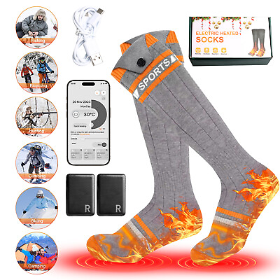#ad Electric Heated Socks Thermal Warm USB Rechargeable Shoe Foot Warmer 5000mAh $43.99
