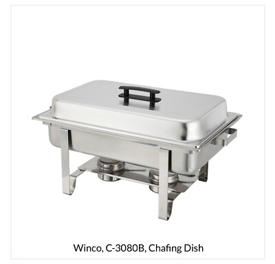 Winco C 3080B Full Size Chafer w Hinged Lid amp; Chafing Fuel Heat 5719 $49.99