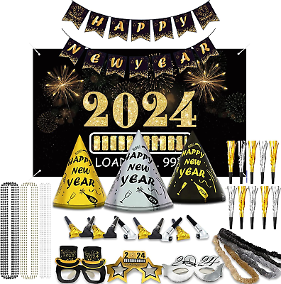 #ad New Years Eve Party Supplies 2024 Happy New Year Party Supplies Kit $56.49