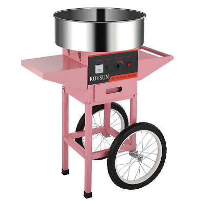 #ad Commercial Cotton Candy Machine Maker Cart Electric Candy Floss Maker Pink $179.99