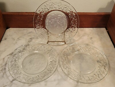 #ad Set of 3 Princess House Fantasia Crystal Salad Dessert Plates Frosted Center 8quot; $16.09