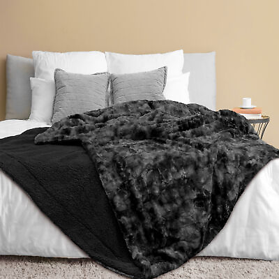 Reversible Faux Fur Blanket Soft Warm Fluffy Sherpa Sofa Throw Shaggy Soft Plush $49.99
