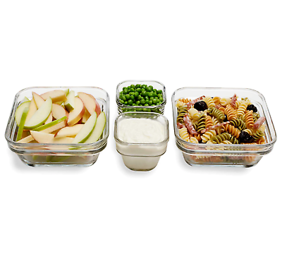 #ad LIBBEY STACK IT SMALL GLASS FOOD STORAGE CONTAINERS WITH LIDS SET OF 4 NEW $17.95