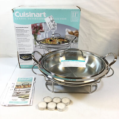 #ad #ad Cuisinart Silver Classic Entertaining Stainless Steel Round Buffet Server 11 in $67.99