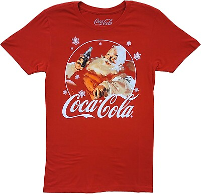 Men#x27;s Coca Cola Logo Santa Christmas Red Classic Retro Vintage T Shirt Tee New $9.60