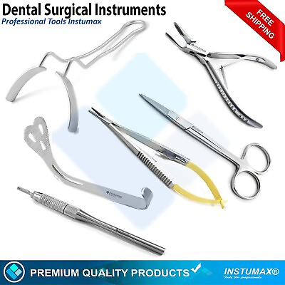 #ad Dental Micro Oral Surgery Kit Castroviejo TC Mouth Cheek Retractor Scissor 6PCS $72.91