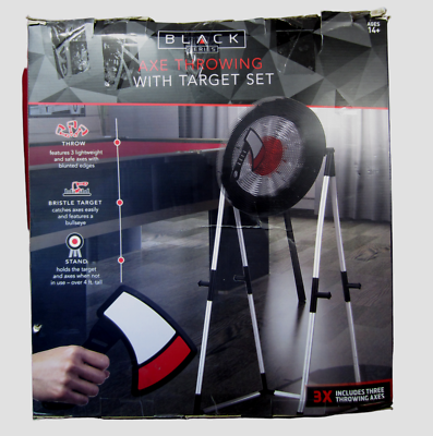 #ad Black Series Axe Throwing Target Set 3 Throwing Axes and Bristle Target Open Box $75.00
