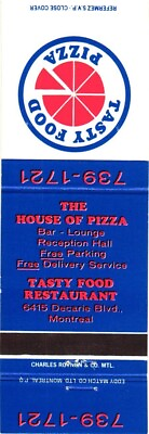 #ad The House of Pizza Bar Lounge Tasty Food Restaurant Vintage Matchbook Cover $9.99