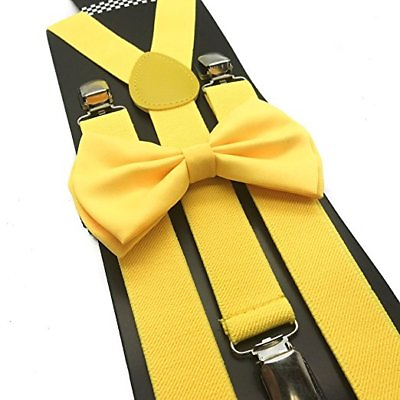 #ad #ad Bright Sunny Yellow Suspender amp; Bowtie Set Wedding Prom Suspenders Adult $5.99