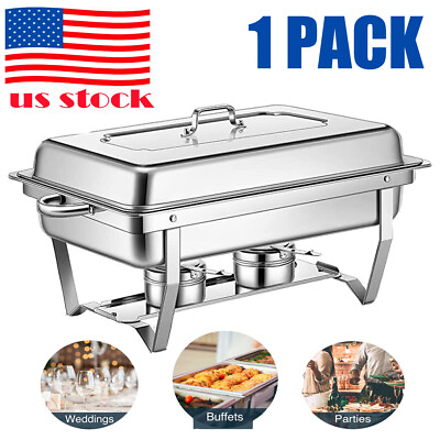 #ad 8 QT Stainless Steel Chafer Chafing Dish Sets Catering Food Warmer 1 Pack $40.25
