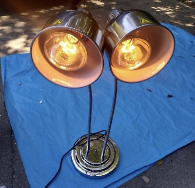 #ad Commercial Food Warmer Double Heat Lamp with Bulb in Silver $100.00