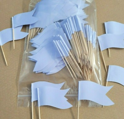 White Sandwich Flags Party Food Buffet Catering Wedding Picks Labels Sticks GBP 1.49