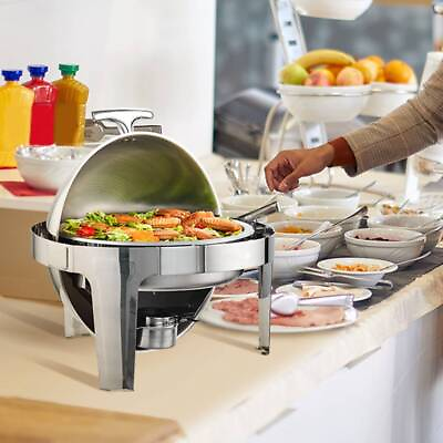 #ad 6 Litre Stainless Steel Round Chafing Dish Buffet Server Food Warmer With Lid $139.99