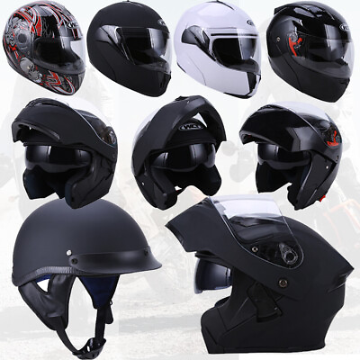#ad Motorcycle Dual Visor Flip up Full Half Face Helmet German DOT Approved 4 SIZE $55.99