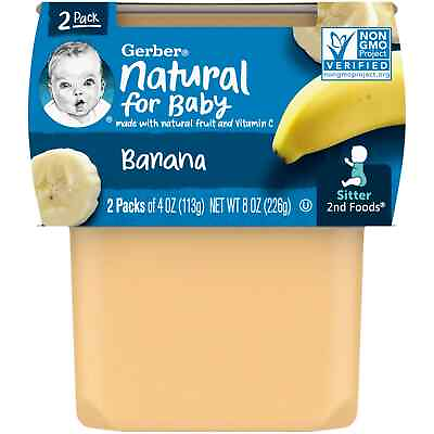 Gerber 2nd Foods Natural for Baby Baby Food Banana 4 oz Tubs 2 Pack $9.38