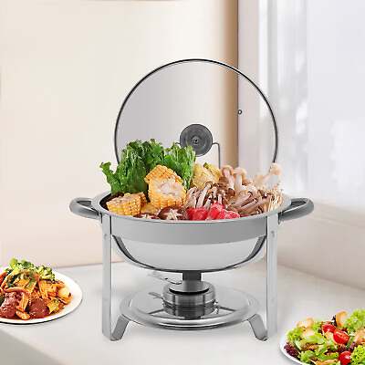Chafing Dish Buffet Set Stainless Steel Food Warmer Chafer Complete Set Round 5L $49.01