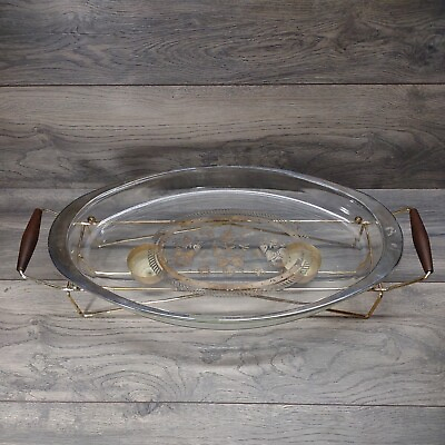 #ad Vintage Mid Century Pyrex Georges Briard Decorated Oval 18quot; Chafing Warming Dish $37.50
