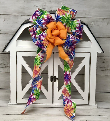 #ad #ad 10quot; WIDE TROPICAL FLORAL BOW DECORATION FOR WREATHS GIFTS LANTERNS BASKETS $7.49