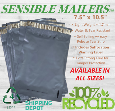Eco Friendly Poly Mailer Envelopes by Sensible Mailers 100% Recycled Material $41.89