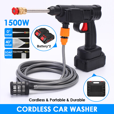 1500W Cordless Electric High Pressure Water Spray Car Gun Portable Washer Clean $45.99