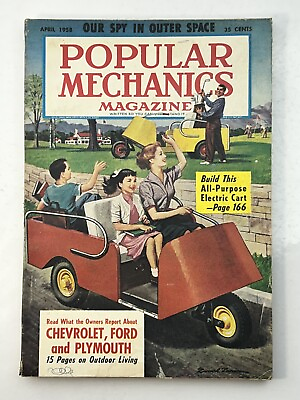 #ad Popular Mechanics Magazine Apr 1958 Build an All Purpose Electric Cart $8.95