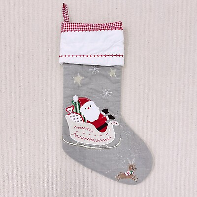Pottery Barn Kids Santa in Sled Quilted Christmas Stocking GrayNo Monogram $11.00