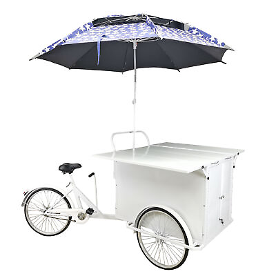 #ad #ad 24quot; Tire 89.8X29.3X5.9quot; White Vending Trike Mobile Food Bike Cart 86.6quot; Umbrella $1031.90