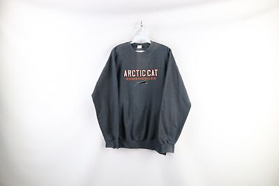 #ad Vintage 90s Arctic Cat Mens Medium Faded Spell Out Snowmobiles Sweatshirt Gray $53.95