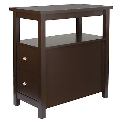 Chairside End Table with 2 Drawer and Shelf Narrow Stand for Living Room $55.58