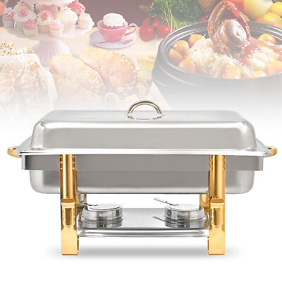 9L Stainless Steel Chafer Buffet Chafing Dish Pans Set with Foldable Frame $79.00