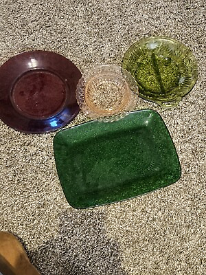 #ad Lot Of 4 Vintage Dish Wear Green Good Condition $35.00