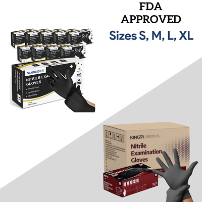 #ad Black Nitrile Disposable Gloves 4 amp; 5 Mil Latex amp; Powder Free $13.99