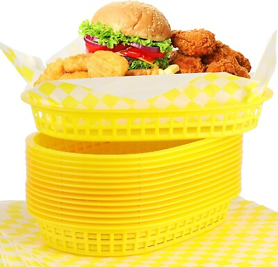 #ad 24 Pcs Fast Food Baskets with 100 Deli Liners Deli Baskets Food Baskets for Serv $21.20