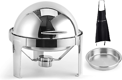 #ad Roll Top Chafing Dish 6 Quarts Capacity Stainless Steel Color Silver Round $142.67