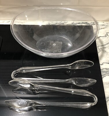 #ad Plastic Salad Bowls with Tongs 11”x8.5x4” $14.50