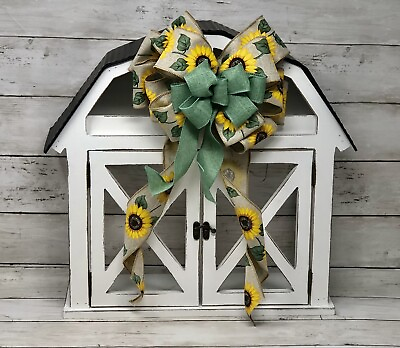 #ad #ad 10quot; WIDE SUNFLOWER FLORAL BOW DECORATION FOR WREATHS GIFTS LANTERNS BASKETS $7.49