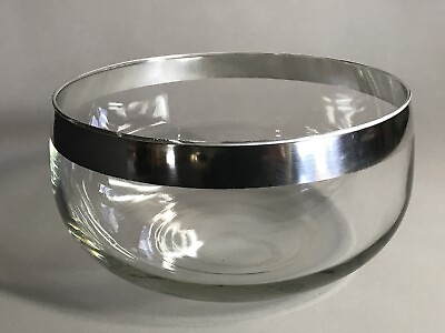Vintage 50s Mid Century Modern DOROTHY THORPE SILVER BAND Roly Poly SALAD BOWL $49.95